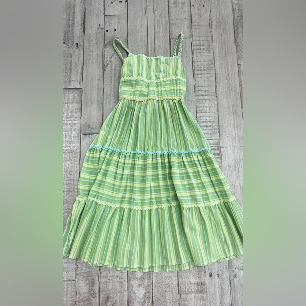 George Green and White Striped Kids Dress